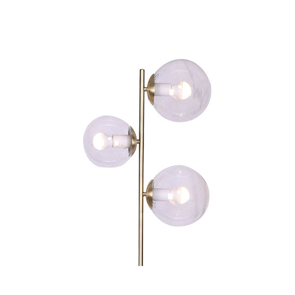 3 Light Gold Metal Floor Lamp With Glass Shades