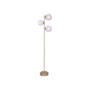 3 Light Gold Metal Floor Lamp With Glass Shades