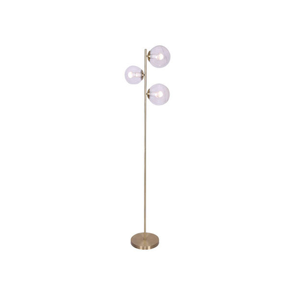 3 Light Gold Metal Floor Lamp With Glass Shades