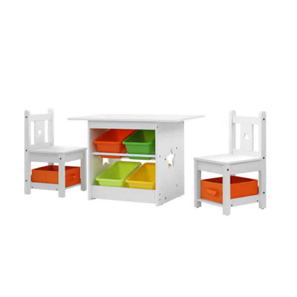 3 Pcs Kids Table Chairs Set Children Furniture Play Toys Storage Box