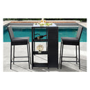 3Pcs Outdoor Bar Table Stools Set Patio Furniture Dining Chairs Wicker