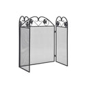 3 Panel Fireplace Screen Iron Black
