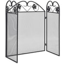 3 Panel Fireplace Screen Iron Black