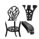 3Pc Cast Aluminum Black Bistro Table Chair Outdoor Setting