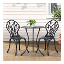 3Pc Cast Aluminum Black Bistro Table Chair Outdoor Setting