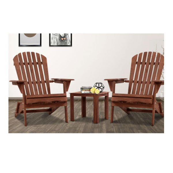 3Pc Outdoor Setting Beach Chairs Table Wooden Adirondack