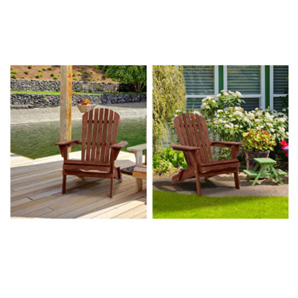 3Pc Outdoor Setting Beach Chairs Table Wooden Adirondack