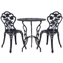 3Pc Outdoor Setting Cast Aluminum Bistro Black Table Chair Patio