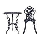 3Pc Outdoor Setting Cast Aluminum Bistro Black Table Chair Patio