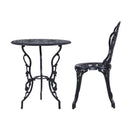 3Pc Outdoor Setting Cast Aluminum Bistro Black Table Chair Patio