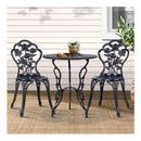 3Pc Outdoor Setting Cast Aluminum Bistro Black Table Chair Patio