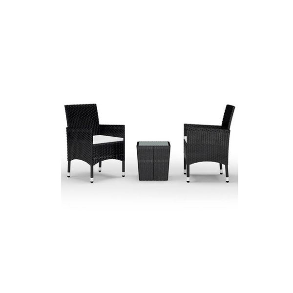 3 Piece Bistro Set Poly Rattan And Tempered Glass Black