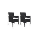 3 Piece Bistro Set Poly Rattan And Tempered Glass Black