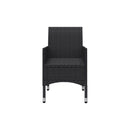 3 Piece Bistro Set Poly Rattan And Tempered Glass Black