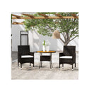 3 Piece Black Poly Rattan Garden Dining Set