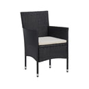 3 Piece Black Poly Rattan Garden Dining Set