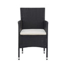 3 Piece Black Poly Rattan Garden Dining Set