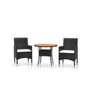 3 Piece Black Poly Rattan Garden Dining Set