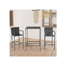 3 Piece Garden Bar Set Grey Poly Rattan