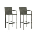 3 Piece Garden Bar Set Grey Poly Rattan
