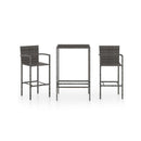 3 Piece Garden Bar Set Grey Poly Rattan