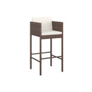 3 Piece Garden Bar Set Poly Rattan Brown With Cushions