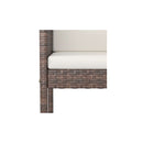 3 Piece Garden Bar Set Poly Rattan Brown With Cushions