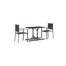 3 Piece Garden Black Dining Set