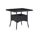 3 Piece Garden Dining Set Glass and Black Poly Rattan