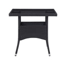 3 Piece Garden Dining Set Glass and Black Poly Rattan