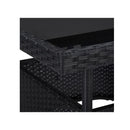 3 Piece Garden Dining Set Glass and Black Poly Rattan