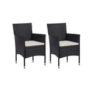 3 Piece Garden Dining Set Glass and Black Poly Rattan
