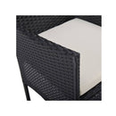 3 Piece Garden Dining Set Glass and Black Poly Rattan