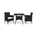 3 Piece Garden Dining Set Glass and Black Poly Rattan