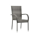 3 Piece Garden Dining Set Grey And Black