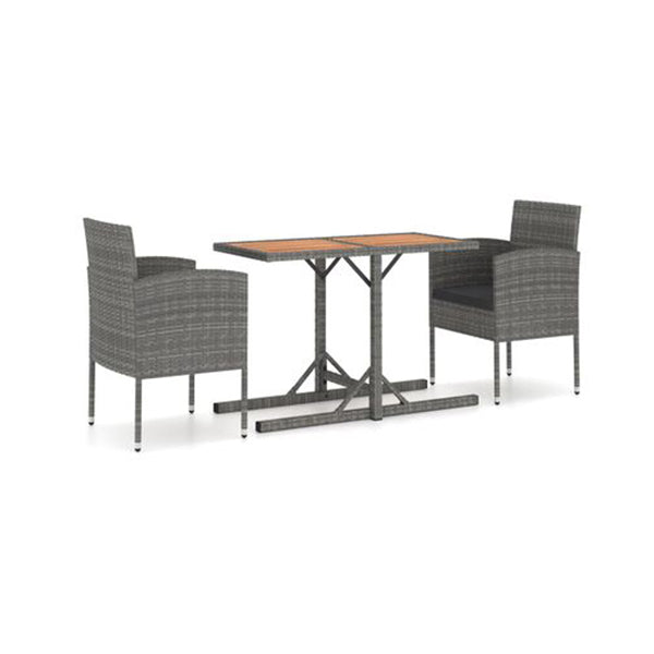 3 Piece Garden Dining Set Solid Acacia Wood And Poly Rattan Anthracite