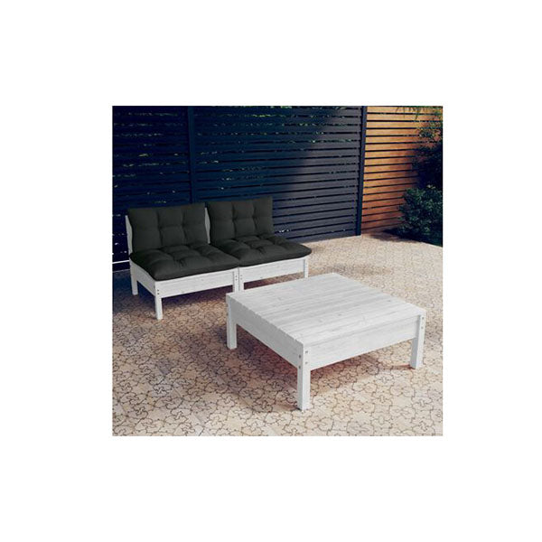 3 Piece Garden Lounge Set Anthracite Cushions Pinewood