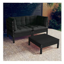 3 Piece Garden Lounge Set Cushions Pinewood With Anthracite