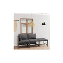 3 Piece Garden Lounge Set Grey With Cushions Poly Rattan