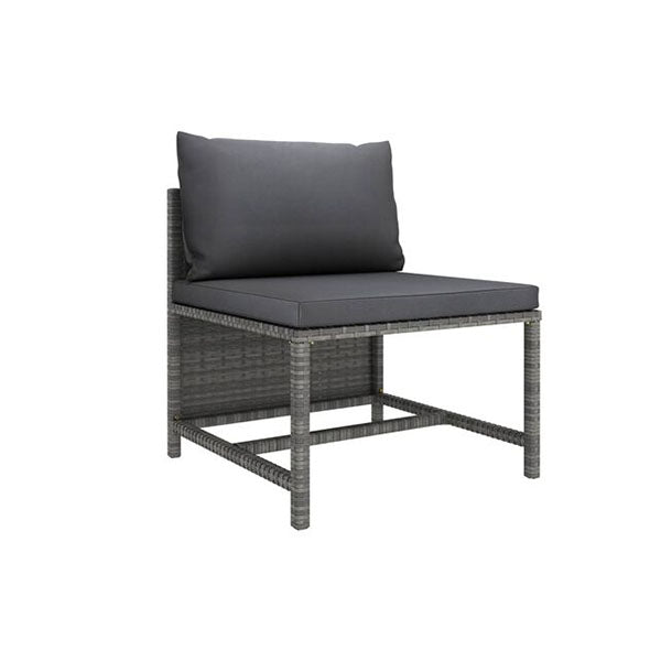 3 Piece Garden Lounge Set Grey With Cushions Poly Rattan