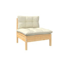 3 Piece Garden Lounge Set Pinewood With Cushions Cream