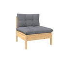 3 Piece Garden Lounge Set Pinewood With Grey Cushions