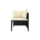 3 Piece Garden Lounge Set Poly Rattan Black With Cushions