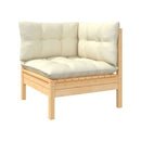 3 Piece Garden Lounge Set Solid Pinewood With Cream Cushions