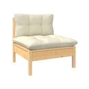 3 Piece Garden Lounge Set Solid Pinewood With Cream Cushions