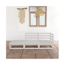 3 Piece Garden Lounge Set White Solid Pinewood