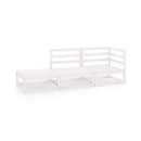 3 Piece Garden Lounge Set White Solid Pinewood