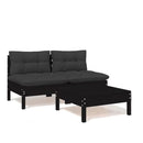 3 Piece Garden Lounge Set With Anthracite Cushions Pinewood