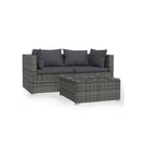 3 Piece Garden Lounge Set With Cushions Grey Poly Rattan