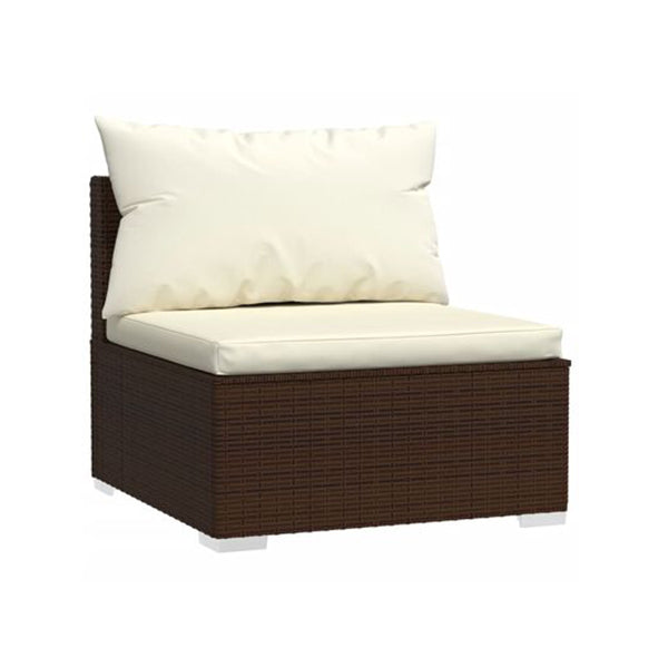 3 Piece Garden Lounge Set With Cushions Poly Rattan Brown